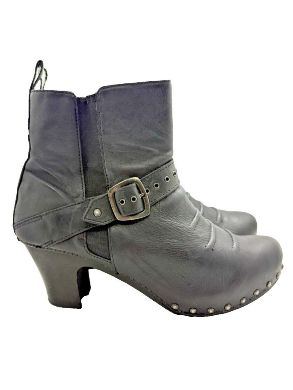 Dansko Rihanna Clog Style Buckle Studded Western Boots Women US 10.5 EU 41 Black